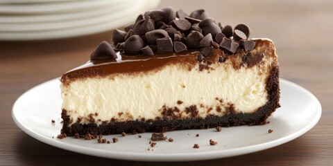 Poster - Indulge in a decadent cheesecake slice featuring a rich layer of melted and crushed chocolate, perfect for chocolate lovers seeking a sweet dessert experience with cheesecake bliss.