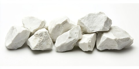 Leinwandbilder - White stone displayed on a white background, featuring a clipping path for decorative design purposes and creative applications, emphasizing the versatility of white stone in various projects.