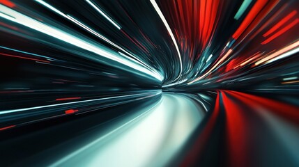 Fototapete - Abstract Speed Light Tunnel: A Journey Through Vivid Colors