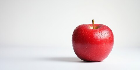 Poster - Isolated red apple on a clean white background, showcasing the vivid color and natural shine of the red apple, perfect for illustrating freshness and health. A stunning red apple captured beautifully.