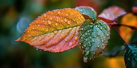 Poster - After the rain, the weather feels incredibly fresh, and the wet leaf creates a captivating scene that highlights nature s beauty. The wet leaf glistens, showcasing its vibrant colors and textures.