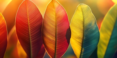 Fototapete - Stunning mango leaves captured in beautiful photography, showcasing the vibrant nature of leaves. Experience the beauty of mango leaves through these captivating images.