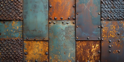 Poster - Rusted galvanized iron plate showcasing its weathered texture and unique patterns. This rusted galvanized iron plate highlights the beauty of aging metal in various applications.