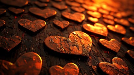Fototapete - Fiery Hearts: A Textured Symphony of Passion and Love