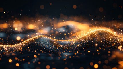 Fototapete - Golden Particle Wave Abstract