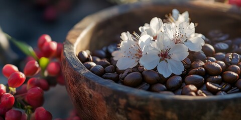 Poster - Experience the exquisite flavor of Cherry Blossom Arabica coffee, where the unique cherry blossom notes enhance the rich profile of Arabica coffee, creating a delightful fusion of taste.