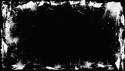 Poster - Abstract black and white grunge border adding unique textured edge to designs