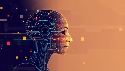 Poster - AI Artificial Intelligence Circuitry Digital Brain Futuristic Technology Innovation Neural Network Data Processing Abstract