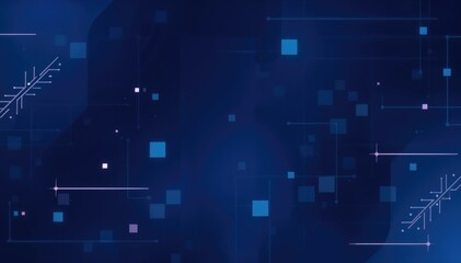 Poster - Abstract pixel art background Dark blue hues and glowing squares digital tech inspired aesthetic