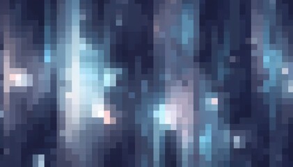Poster - Abstract pixel art: shades of blue and white dynamic textured visual