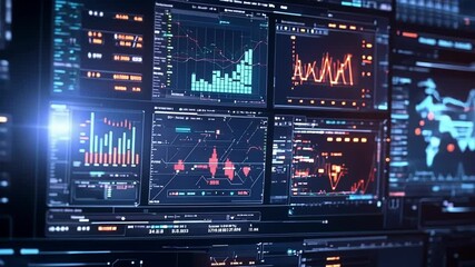 Aufkleber - detailed view of digital dashboards showcasing a myriad of metrics all illuminated by backlit displa