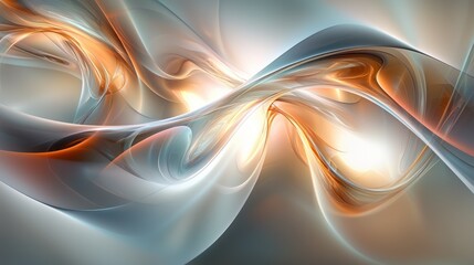 Fototapete - Abstract Orange and Gray Swirls: A Digital Art Masterpiece