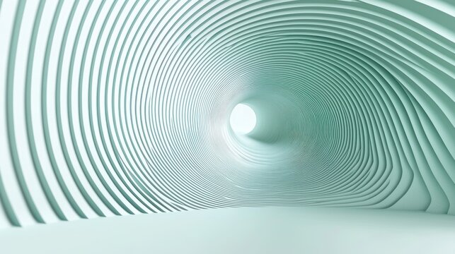 Abstract Teal Tunnel: A 3D Rendering of Swirling Patterns and Light