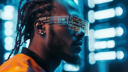 Poster - a macro shot of a circuit board with data lines illuminated symbolizing the integration of ai techno