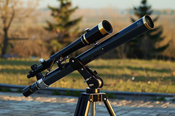 Poster - Astronomer stargazing with telescope made generative AI image