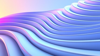 Fototapete - Abstract Pastel Undulating Landscape: A Serene 3D Render of Smooth Curves and Dreamy Colors