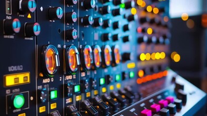 Poster - a closeup of a control panel filled with blinking led lights that monitor environmental conditions s