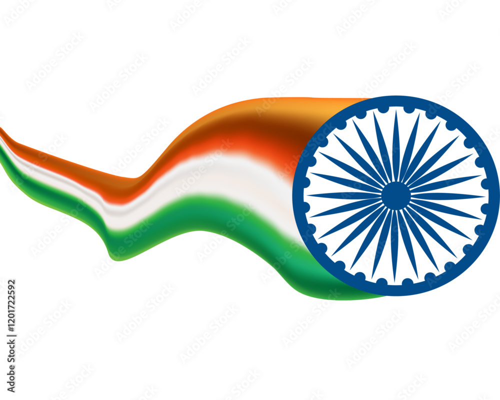 Indian Rebin Flag National Indian flag ribbon. Curly ribbon on white background. Vector ...