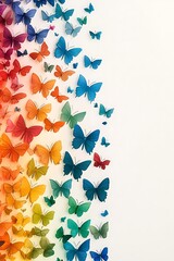 Wall Mural - An illustration of butterflies in rainbow colors to symbolize LGBTQ variety and freedom