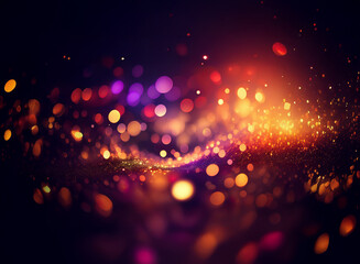 Aufkleber - Abstract background of swirling bokeh lights.  Warm and cool colors blend in a vibrant, glittering display.  The dark background enhances the luminosity of the lights.