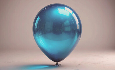Poster - A blue balloon is sitting on a white surface. The balloon is the only object in the image