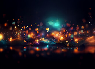 Poster - Abstract background image featuring vibrant bokeh lights, creating a dynamic and colorful display of glowing particles and flowing energy.