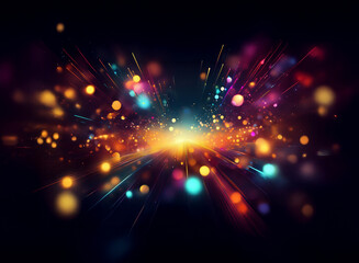 Poster - Abstract background image featuring vibrant bokeh lights and dynamic streaks of color radiating outwards, creating a sense of speed and energy.