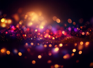 Poster - Abstract background image with bokeh lights.  Warm and cool tones blend, creating a sparkling, glittering effect.  The lights are scattered, suggesting depth and movement.