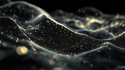 Fototapete - Golden Particle Wave Abstract