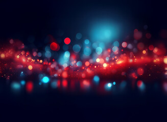 Poster - Abstract background image featuring red and blue bokeh lights, creating a sparkling, wavy effect.  The dark background enhances the luminous glow.