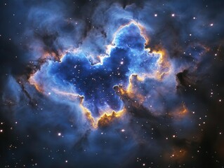 Canvas Print - ethereal collision of cosmic nebula clouds in deep space, swirling indigo and violet gases illuminated by distant stars