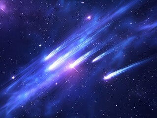 Wall Mural - ethereal cosmic landscape with swirling nebulae, twinkling stars, and shooting comets against deep i
