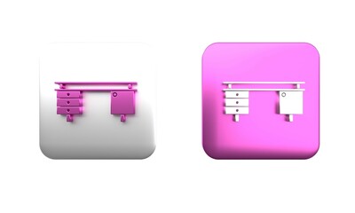 Poster - colorful office desk icon isolated on white background. square button. 3d render illustration