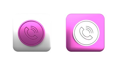 Poster - colorful phone call icon isolated on white background. square button. 3d render illustration