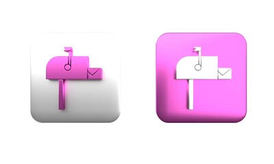 Poster - colorful open mail box icon isolated on white background. mailbox icon. mail postbox on pole with fl
