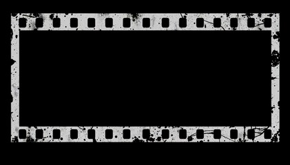 Poster - Grunge film strip frame with black ink splatters adding vintage nostalgic feel to projects