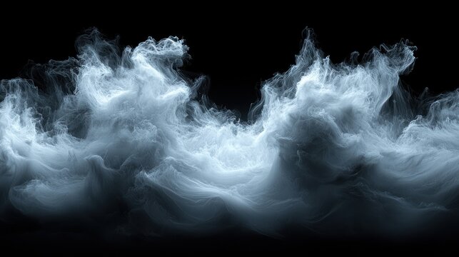 Ethereal Wave Formation: Abstract Digital Art with Cool Colors and Dynamic Movement