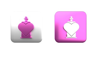 Poster - Colorful Bottle with love potion icon isolated on white background. Valentines day symbol. Square button. 3D render illustration