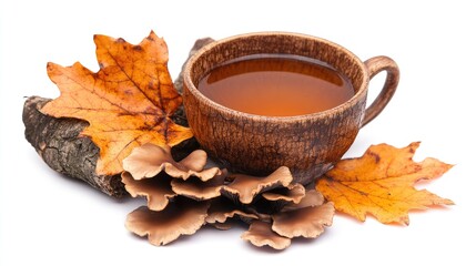 Canvas Print - cup of coffee and autumn leaves