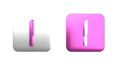 Wall Mural - Colorful Bread knife icon isolated on white background. Cutlery symbol. Square button. 3D render illustration