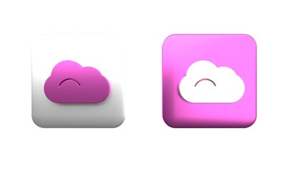 Aufkleber - colorful cloud icon isolated on white background. square button. 3d render illustration
