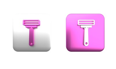 Wall Mural - Colorful Shaving razor icon isolated on white background. Square button. 3D render illustration