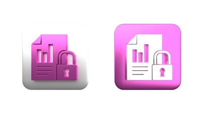 Aufkleber - colorful document and lock icon isolated on white background. file format and padlock. security, saf