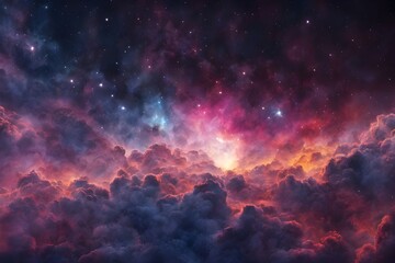 Wall Mural - cloudy space with bright stars,abstract colors