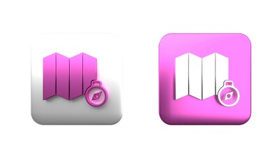 Poster - colorful location of the forest on a map icon isolated on white background. square button. 3d render