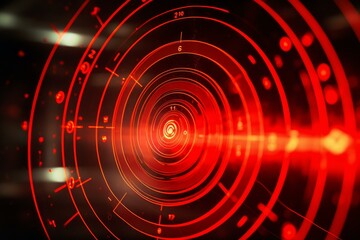 Poster - Glowing red futuristic head up display - hud - element with targeting system, numbers and circles