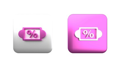Poster - Colorful Discount percent tag icon isolated on white background. Shopping tag sign. Special offer sign. Discount coupons symbol. Square button. 3D render illustration