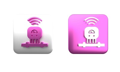 Poster - colorful smart sensor system icon isolated on white background. internet of things concept with wire