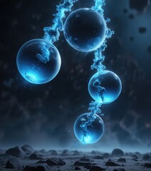 Wall Mural - blue glowing gas molecules suspended in an endless void background, dynamic, mesmerizing, galaxy