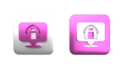 Poster - colorful location farm house icon isolated on white background. square button. 3d render illustratio